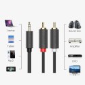 Kabel przewód audio 3.5mm minijack (męski) - 2RCA (męski) 3m - szary