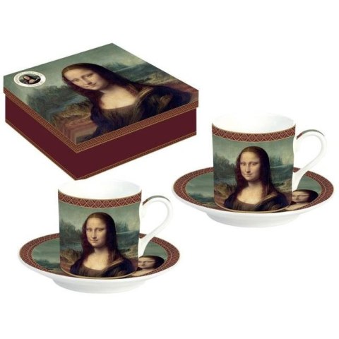 Mona Lisa - Zestaw Filiżanek ze Spodkiem Porcelanowych do Espresso w Ozdobnym Pudełku 75 ml