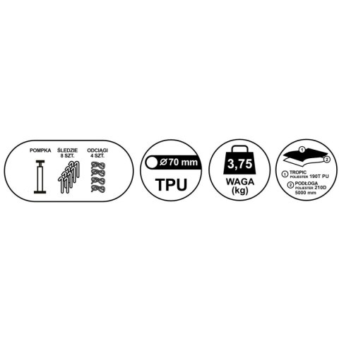 NAMIOT 3 OSOBOWY HOLIDAY DMUCHANY 210x210x110CM ENERO CAMP