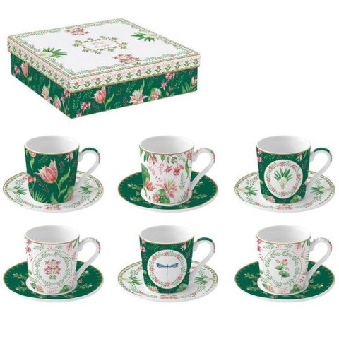Ogród Botaniczny - Zestaw Filiżanek Porcelanowych do Espresso w Ozdobnym Pudełku 100 ml