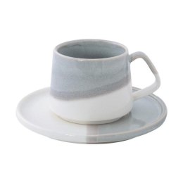 Ombre Szary - Filiżanka Porcelanowa ze Spodkiem 130 ml
