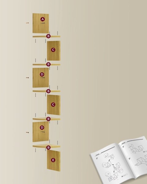 Półka wisząca narożna z 5 półkami