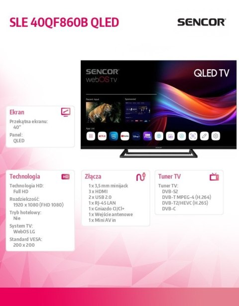 Telewizor QLED 32 cale SLE 32QF860B Smart webOS Full HD