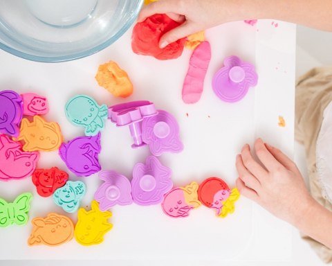 Masa plastyczna Misiolina 2x50g 2 foremki pomarańczowy żółty