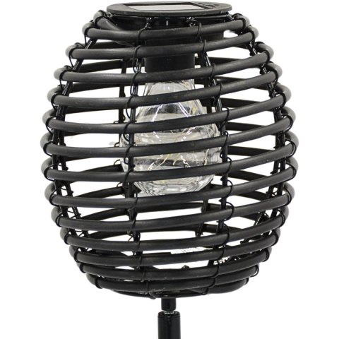 LAMPA SOLARNA KULA RATTAN CZARNA 15x52CM