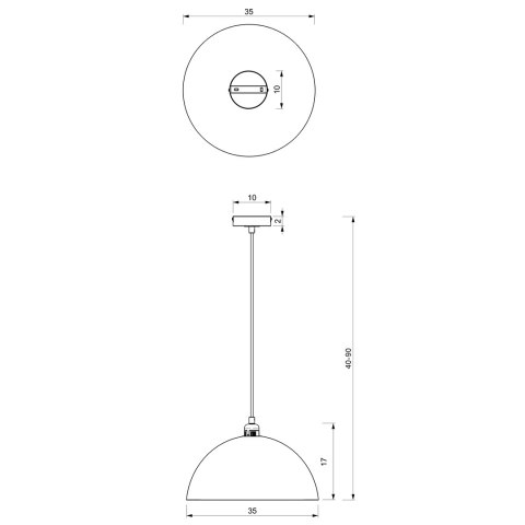 Lampa Wisząca BETA Czarny Biały Metalowy Klosz 1xE27 35cm
