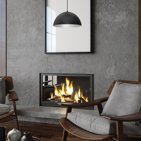 Lampa Wisząca BETA Czarny Biały Metalowy Klosz 1xE27 35cm