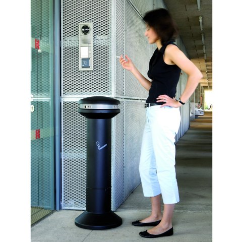 Popielniczka wolnostojąca zewnętrzna czarna z pojemnikiem 15L