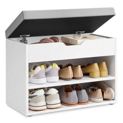 Biała szafka na buty ze schowkiem