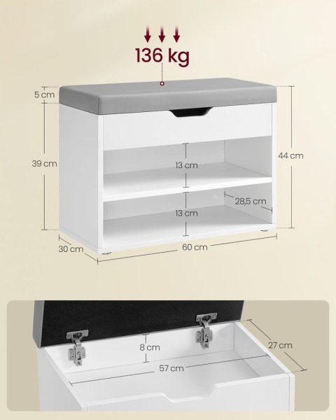 Biała szafka na buty ze schowkiem