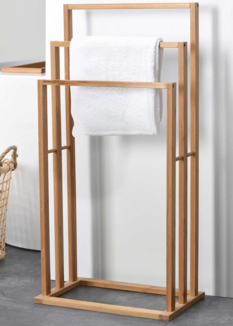 Łazienkowy stojak na ręczniki bambus 3-ramienny