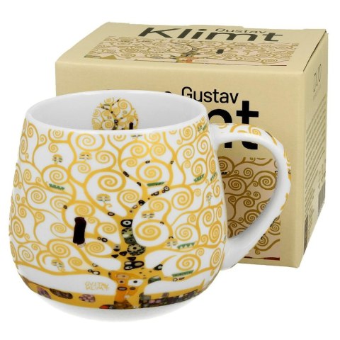 Porcelanowy kubek baryłka Klimt Ecru Tree Of Life 430 ml