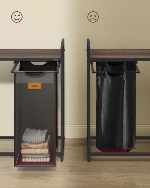 Kosz na pranie 3 komory czarno-szary