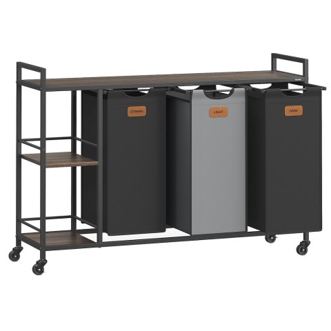 Kosz na pranie 3 komory czarno-szary