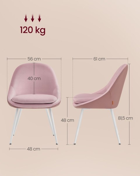 Krzesła do jadalni zestaw 2 szt. różowe