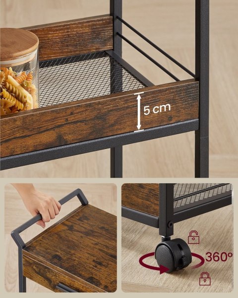 Mobilny wózek kuchenny rustykalny brąz