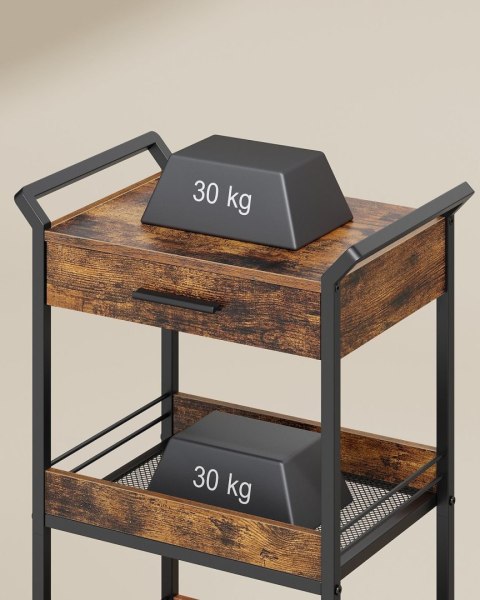 Mobilny wózek kuchenny rustykalny brąz