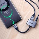 Adapter audio dwuportowy USB-C (męski) - mini jack 3.5mm / USB-C (żeński) - szary
