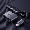 Adapter audio dwuportowy USB-C (męski) - mini jack 3.5mm / USB-C (żeński) - szary