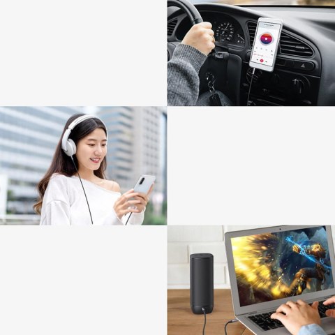 Kabel przewód audio mini jack 3.5mm - mini jack 3.5mm 1m - szary