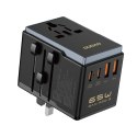 Ładowarka adapter podróżny GAN PRO 3 65W EU / US / JP / AUS / UK 2x USB-C 2x USB-A - czarny