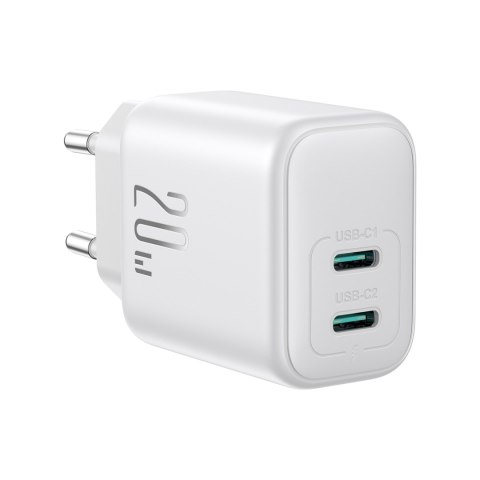 Ładowarka sieciowa 2x USB-C 20W PD QC 3.0 - biała