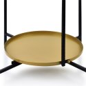 Stolik kawowy Lucas Black and Gold 60 cm Całość wykonana z metalu, czarna konstrukcja i złoty blat, stylowy dodatek do salonu ja