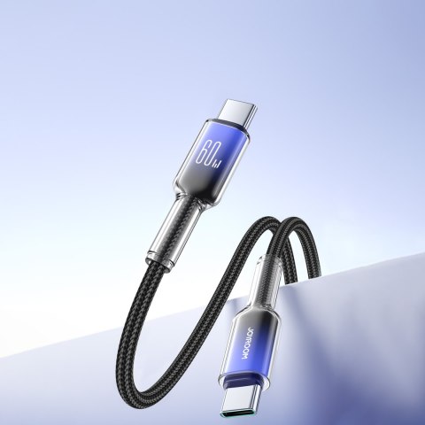 Kabel przewód Crystal-Clear Series 60W USB-C - USB-C 1.2m - czarny