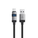 Kabel przewód USB-A - USB-C z wyświetlaczem 480Mb/s 66W 1.2m - czarny