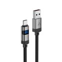 Kabel przewód USB-A - USB-C z wyświetlaczem 480Mb/s 66W 1.2m - czarny