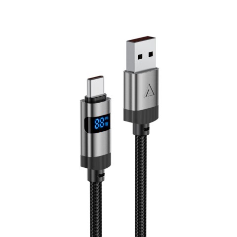 Kabel przewód USB-A - USB-C z wyświetlaczem 480Mb/s 66W 1.2m - czarny