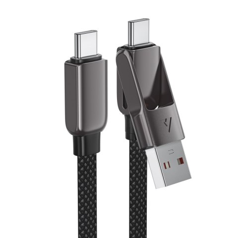 Kabel przewód USB-C - USB-A / USB-C 480Mb/s 3A 1.2m - czarny