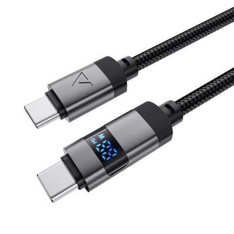 Kabel przewód USB-C - USB-C z wyświetlaczem 480Mb/s 66W 1.2m - czarny