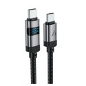 Kabel przewód USB-C - USB-C z wyświetlaczem 480Mb/s 66W 1.2m - czarny