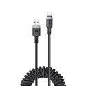 Kabel przewód spiralny USB-A - USB-C 480Mb/s 3A 1.2m - czarny
