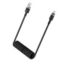 Kabel przewód spiralny USB-A - USB-C 480Mb/s 3A 1.2m - czarny