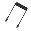 Kabel przewód spiralny USB-C - USB-C 480Mb/s 3A 1.2m - czarny