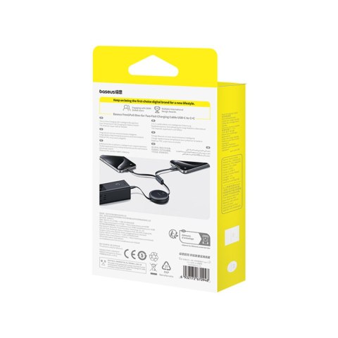 Kabel przewód zwijany USB-C - 2 x USB-C Bright Mirror Series 100W 1m - czarny