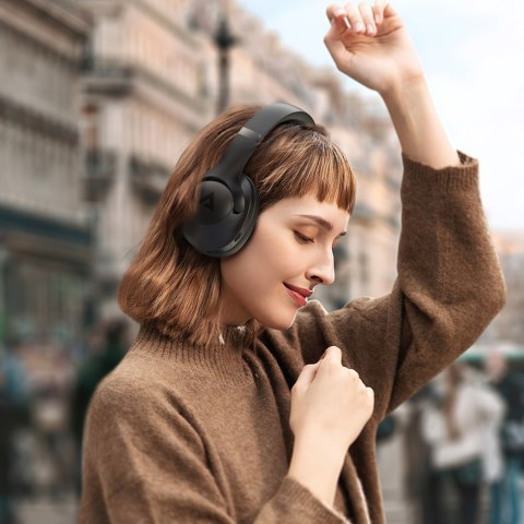 Słuchawki nauszne H4 ANC bezprzewodowe Bluetooth 5.3 IPX4 - czarne