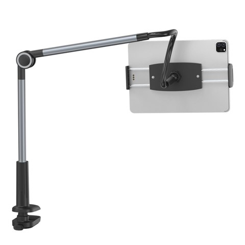 Uchwyt Otaku na telefon tablet obrotowy regulowany mocowany do blatu - szary