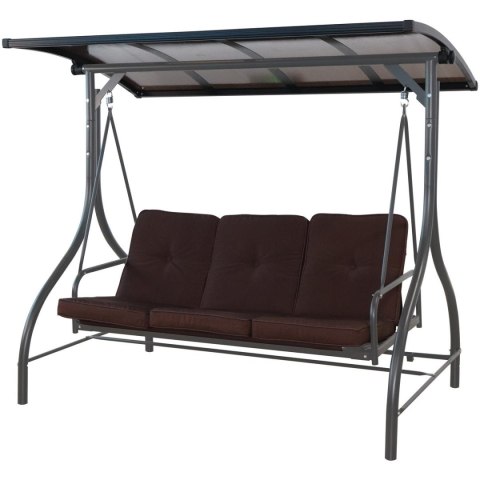 HUŚTAWKA OGRODOWA 3 OSOBOWA 194X120X173CM ZOSIA Z DASZKIEM Z POLIWĘGLANU