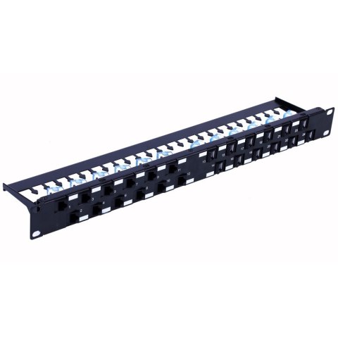 INTELLINET Patch panel 24x Keystone RJ45 Cat6a UTP, 1U, porty ukośne I-PP 24-RU-Cat6ATSL