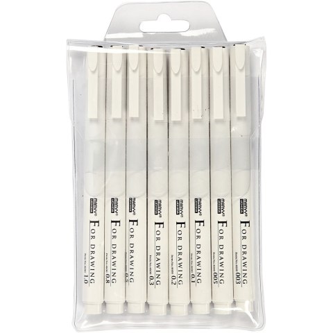 Cienkopisy kreślarskie Czarne 8 szt.