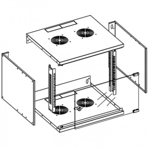 Szafa wisząca ECO 19cali 6U/320mm zmontowana, szklane drzwi, szara