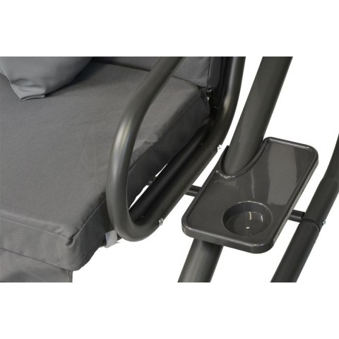 HUŚTAWKA OGRODOWA 3-OSOBOWA ROZŁADANE ŁÓŻKO KPL PODUSZEK KASIA SZARA