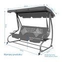 HUŚTAWKA OGRODOWA 3-OSOBOWA ROZŁADANE ŁÓŻKO KPL PODUSZEK KASIA SZARA