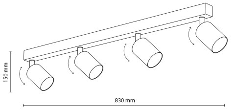 Lampa Sufitowa SPOT TOP Czarny 4xGU10