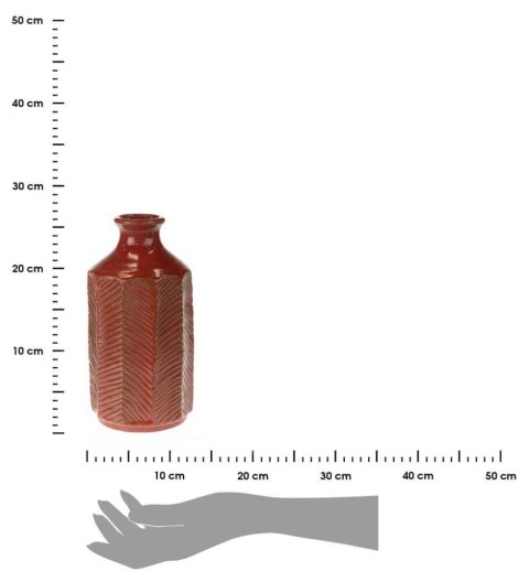 Wazon z terakoty ceglany 27 cm Wykonany z terakoty, dekoracyjny wazon inspirowany naturą, o pięknej strukturze ze żłobieniami, i