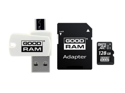 Karta pamięci microSDHC 128GB CL10 + adapter + czytnik