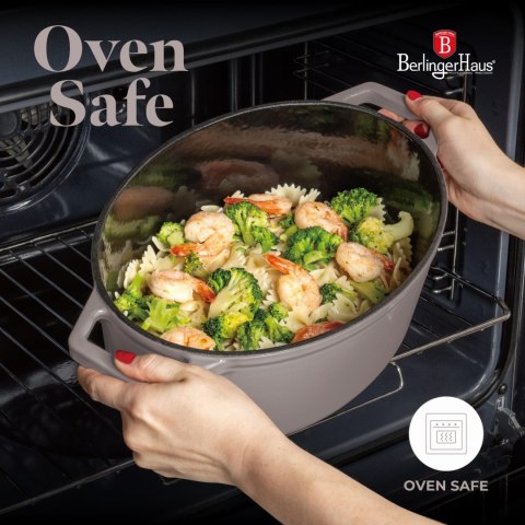 EMALIOWANA BRYTFANNA ŻELIWNA 4.65L 30CM BERLINGER HAUS STRONG MOLD TAUPE BH-6541